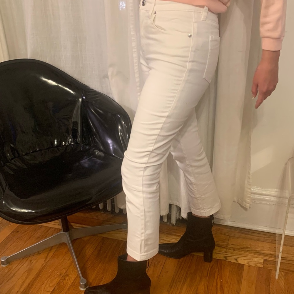 J. Crew White Billie Demi Boot Crop Jeans Kick-flare Denim Pants Size 27 EUC - Picture 8 of 16